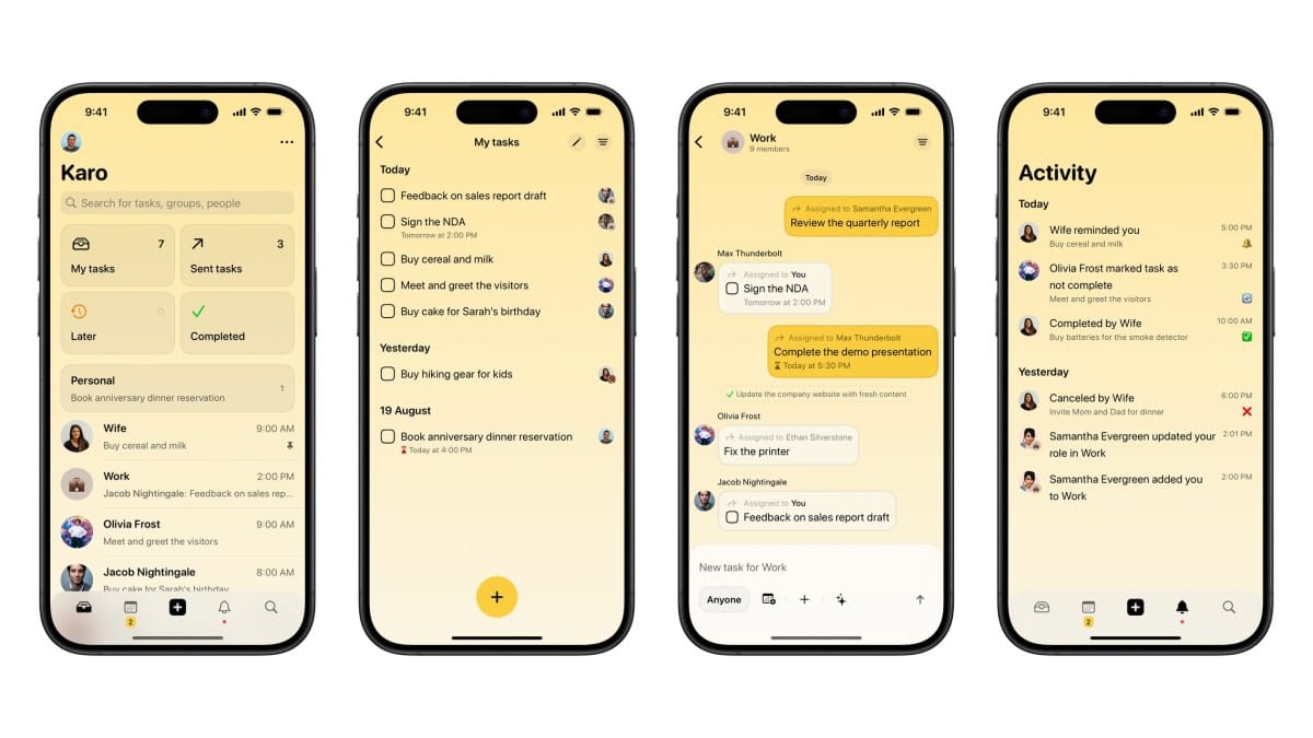 Karo is a to-do app that lets you assign tasks to your friends and family