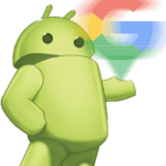 LLoyd do Android Central com projeção com logotipo do Google