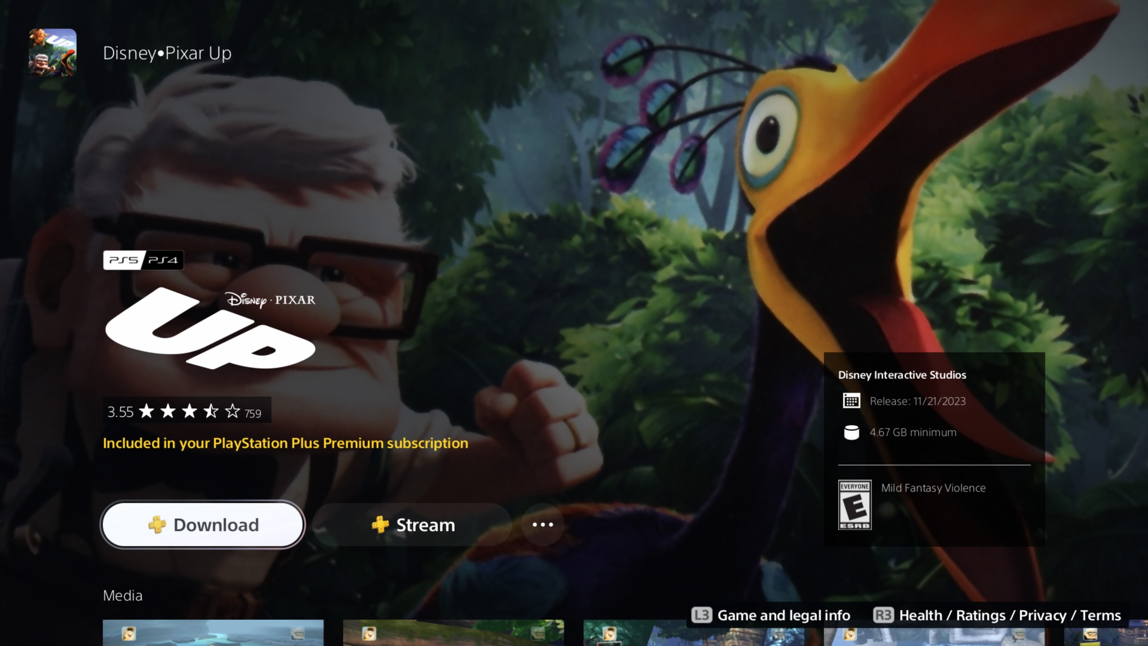 Videogame Up da Disney e Pixar na PlayStation Store.