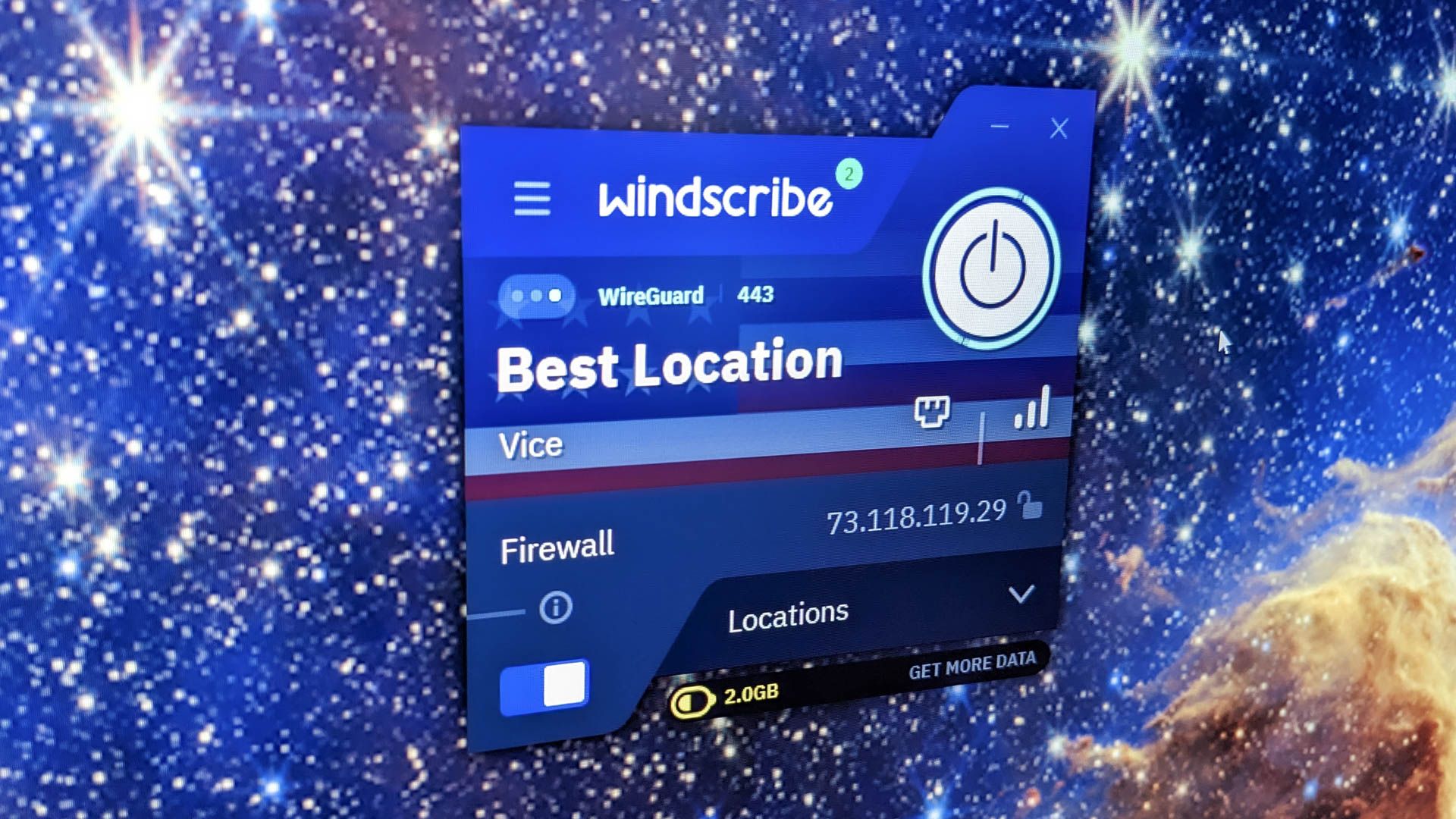 Windscribe em um desktop