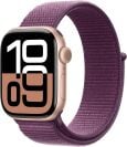 apple watch série 10 com caixa de alumínio em ouro rosa e alça esportiva ameixa