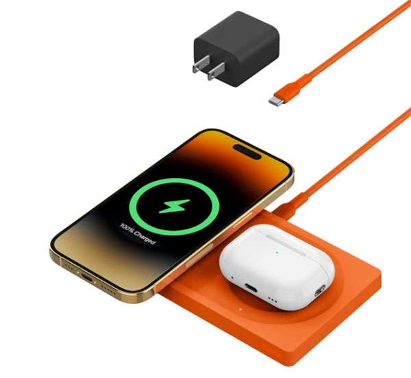 Carregador 2 em 1 sem fio Belkin BoostCharge laranja