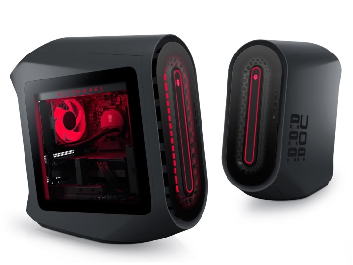 Duas visualizações do desktop para jogos Alienware Aurora Ryzen Edition R14.