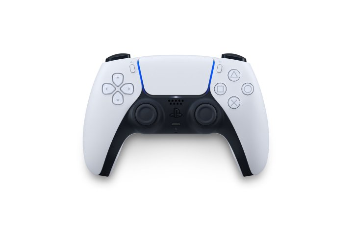 O controlador Sony PlayStation DualSense aparece em um fundo branco.