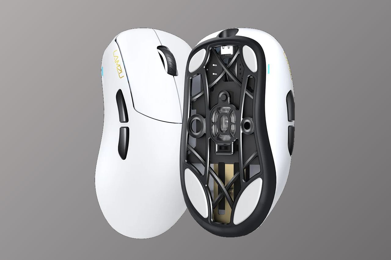 parte superior e inferior do mouse para jogos sem fio lamzu thorn