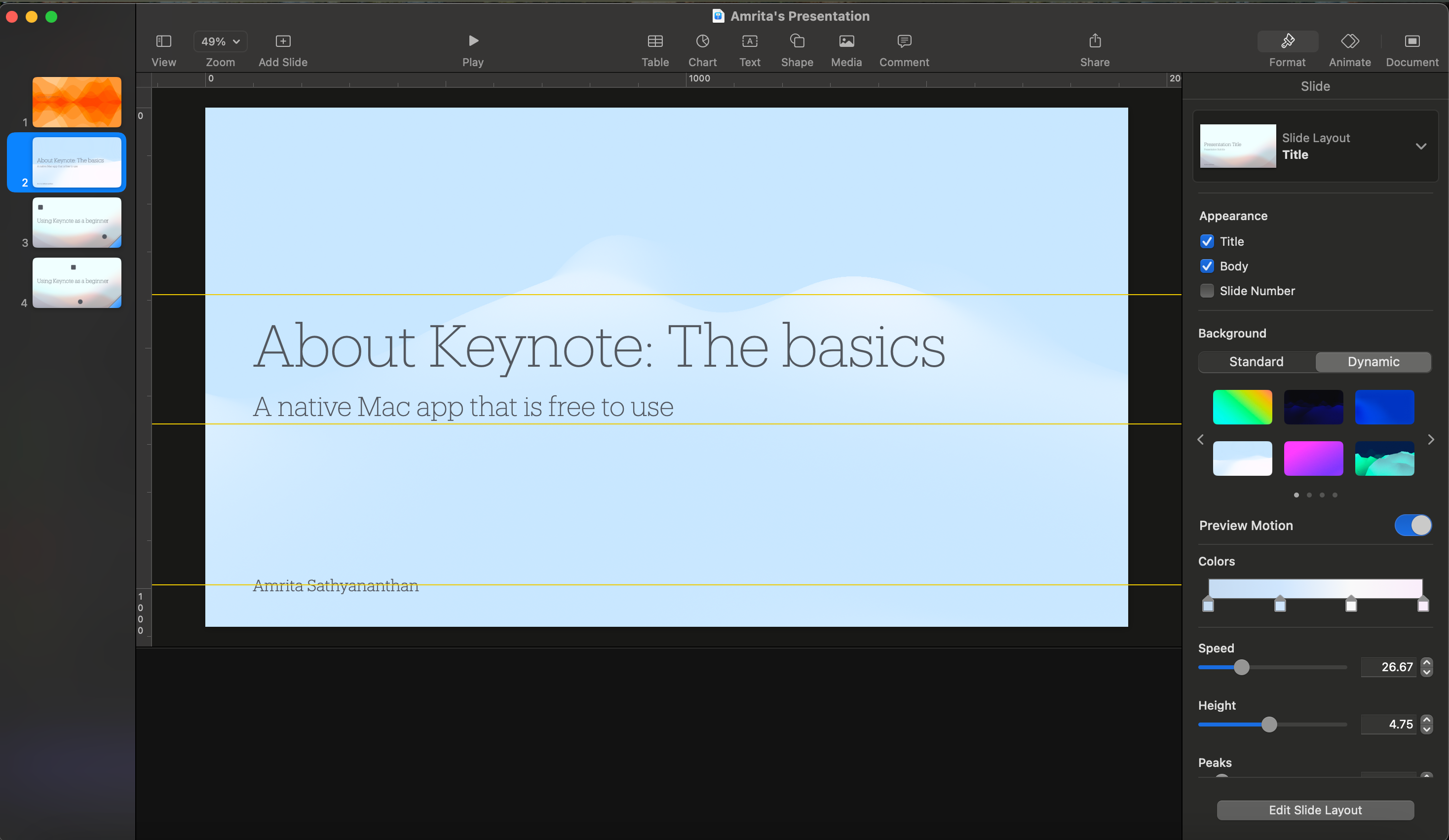 Interface do Apple Keynote.