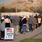 Voters line up for the election.