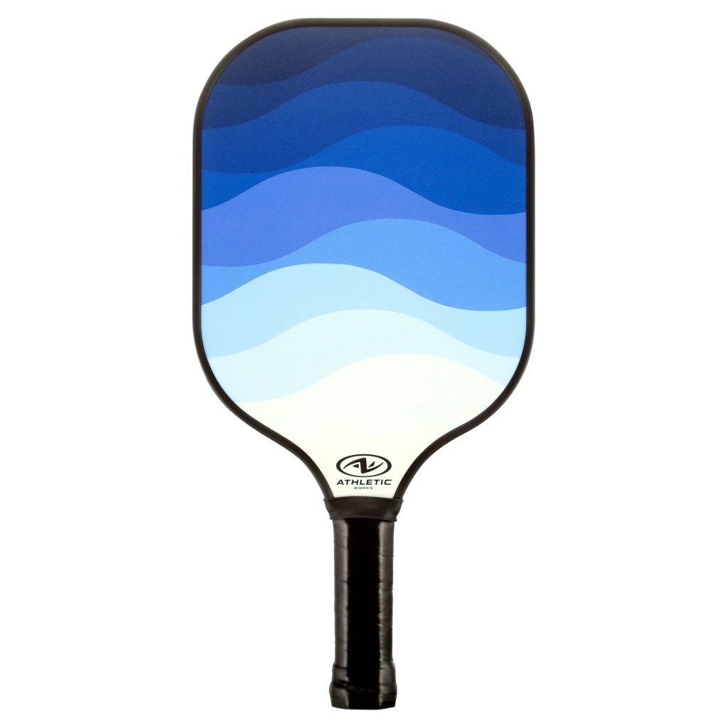 raquete de pickleball com padrão redemoinho azul