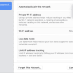 configurações de wifi privado do macOS