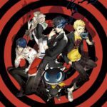 Os ladrões fantasmas em um fundo espiral na Persona 5.