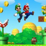 Personagens do Super Mario no Reino do Cogumelo.