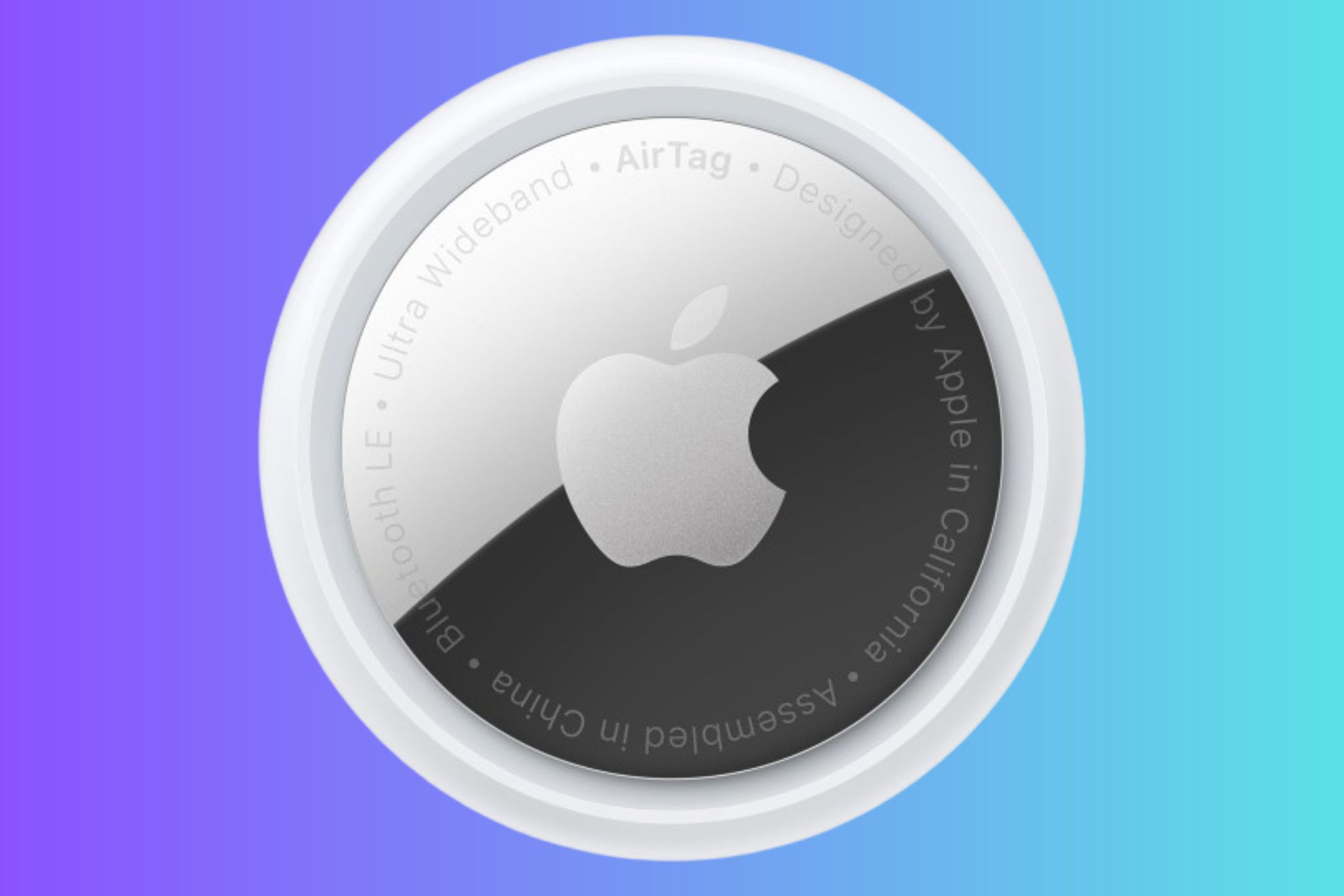 Apple AirTag em um fundo gradiente