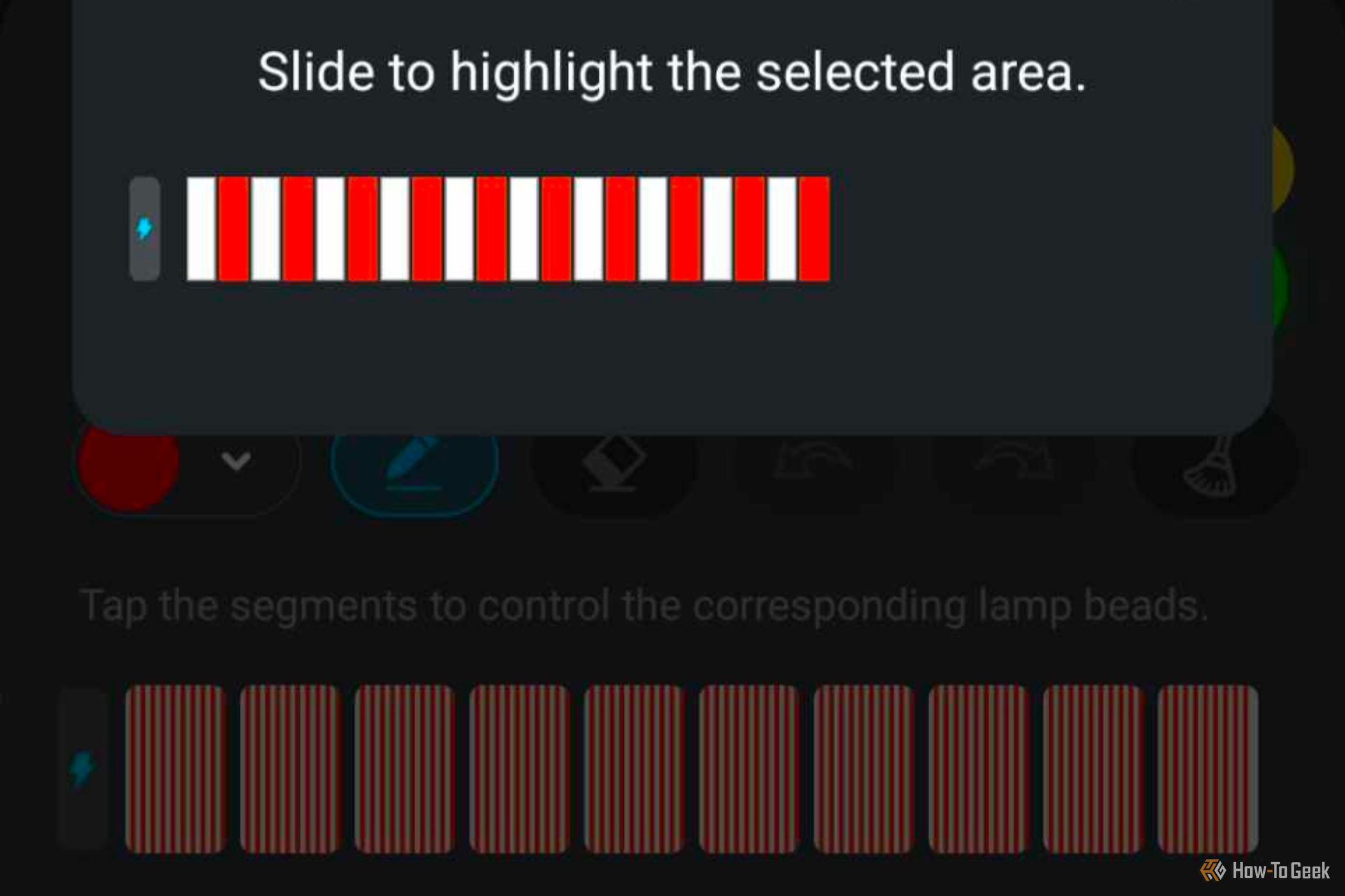 Govee App mostrando exibição alternada de luz branca e vermelha.