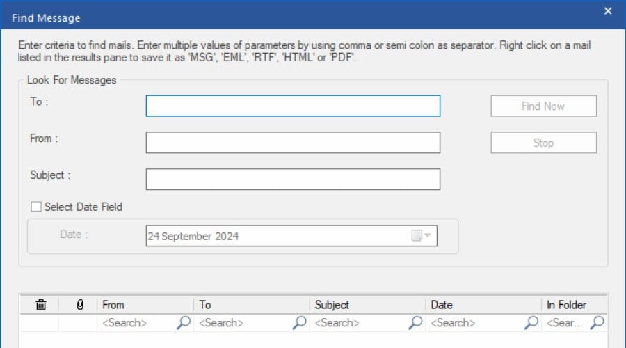 Stellar Repair for Outlook - Encontrar mensagem
