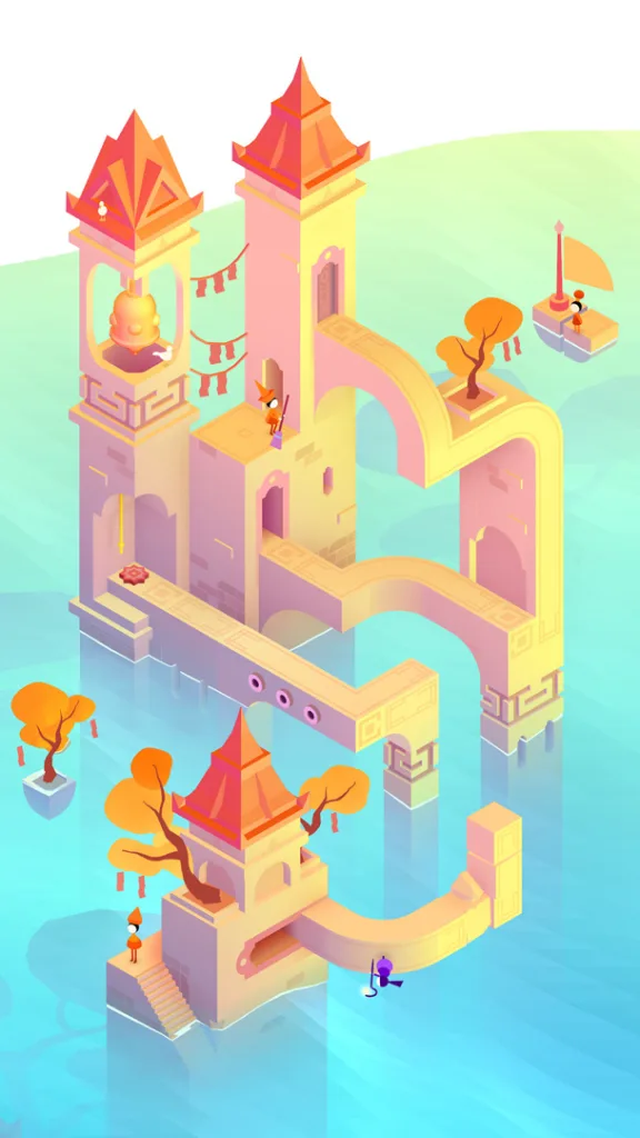 Uma foto de Monument Valley 3 representando um castelo no mar.