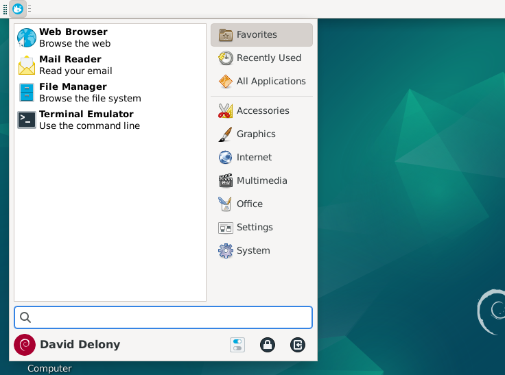 Menu Xfce Whisker.