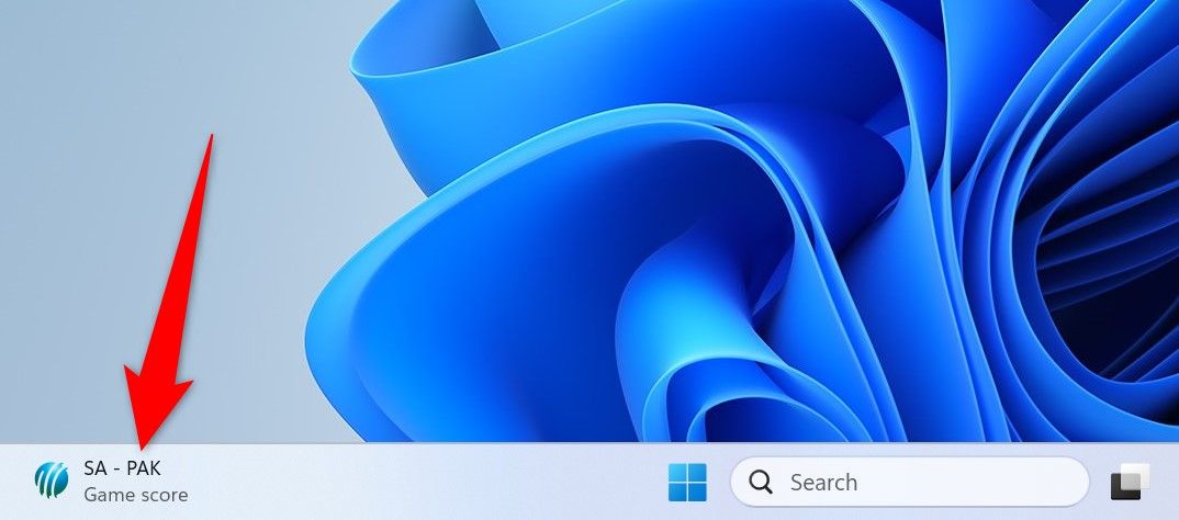 O ícone Widgets destacado na barra de tarefas do Windows 11.