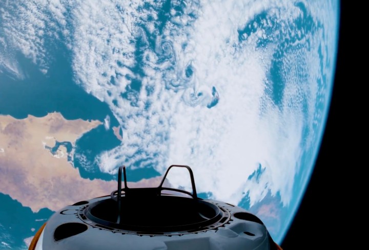 A vista desfrutada pelos quatro tripulantes da missão Polaris Dawn da SpaceX.