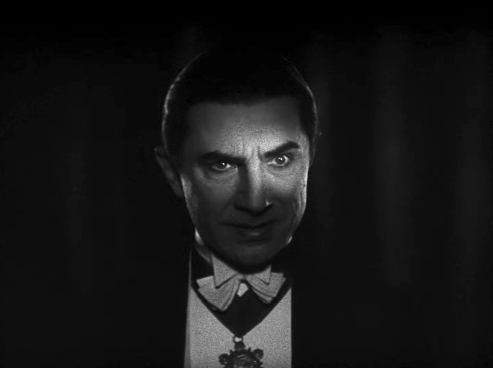 Um close do rosto do Conde Drácula em "Drácula" (1931).