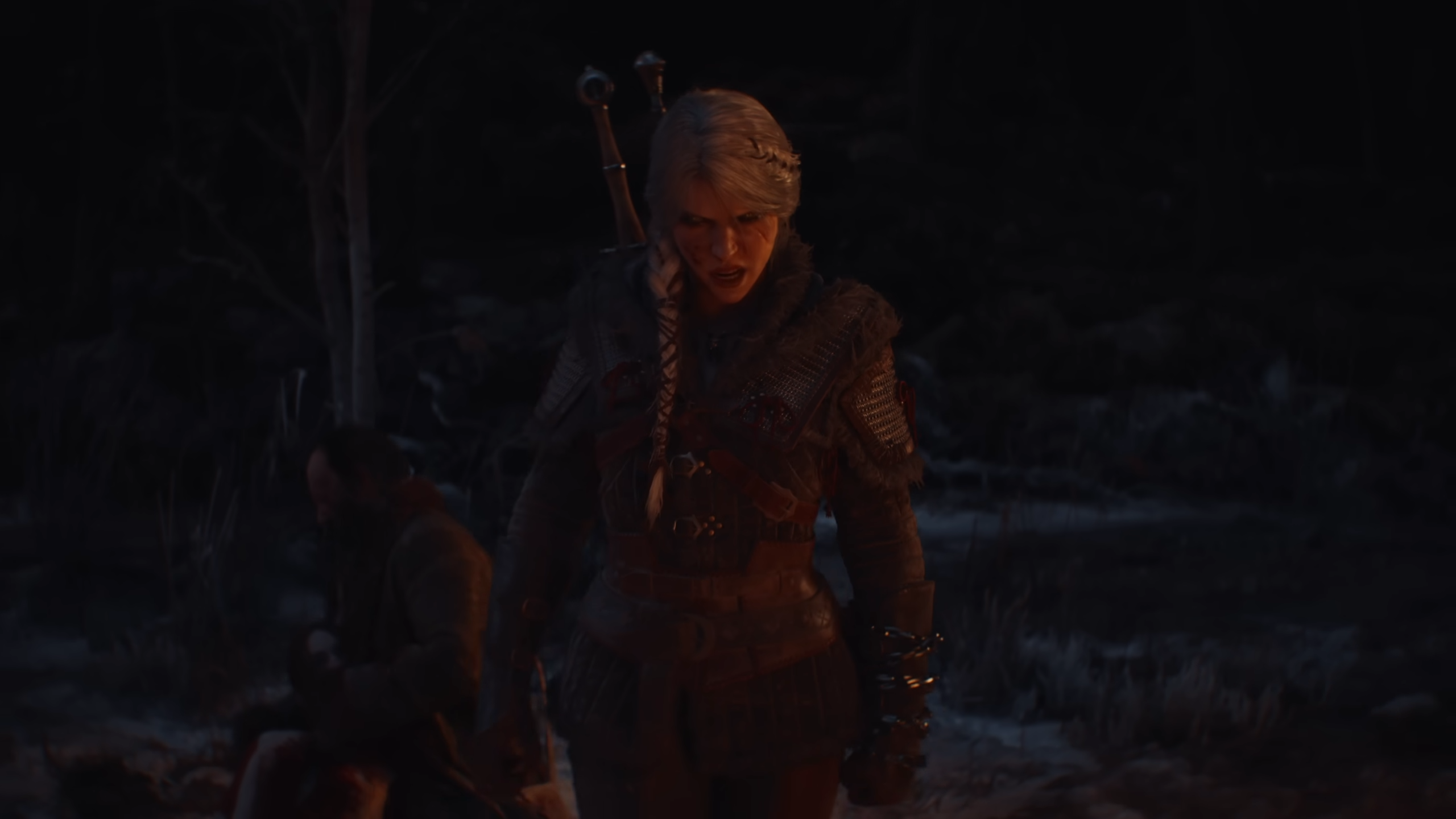 Captura de tela do trailer de Witcher 4 mostrando Ciri. 