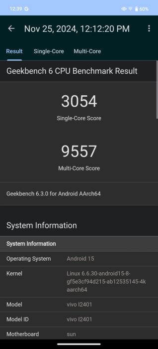 Pontuação Geekbench do iQOO 13