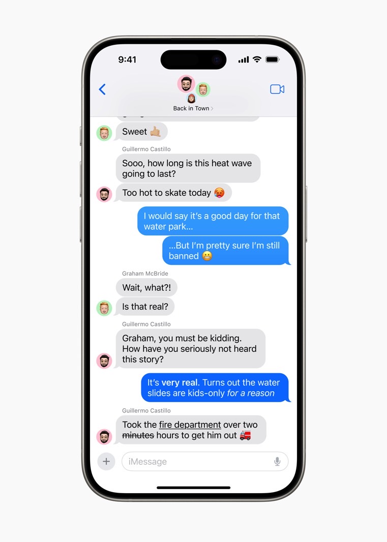 iOS 18 oferece suporte à formatação de texto no iMessage.