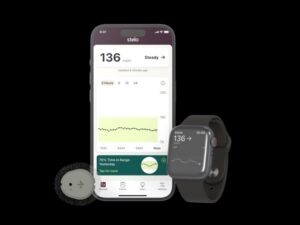 O Dexcom Stelo, seu aplicativo e um Apple Watch