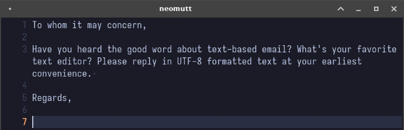 Compondo um email no Neovim para enviar no Neomutt.