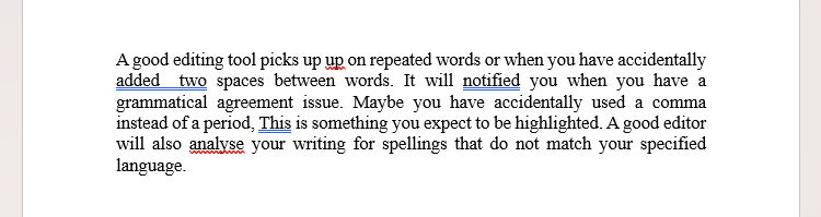 Editor da Microsoft identificando vários erros no Microsoft Word.