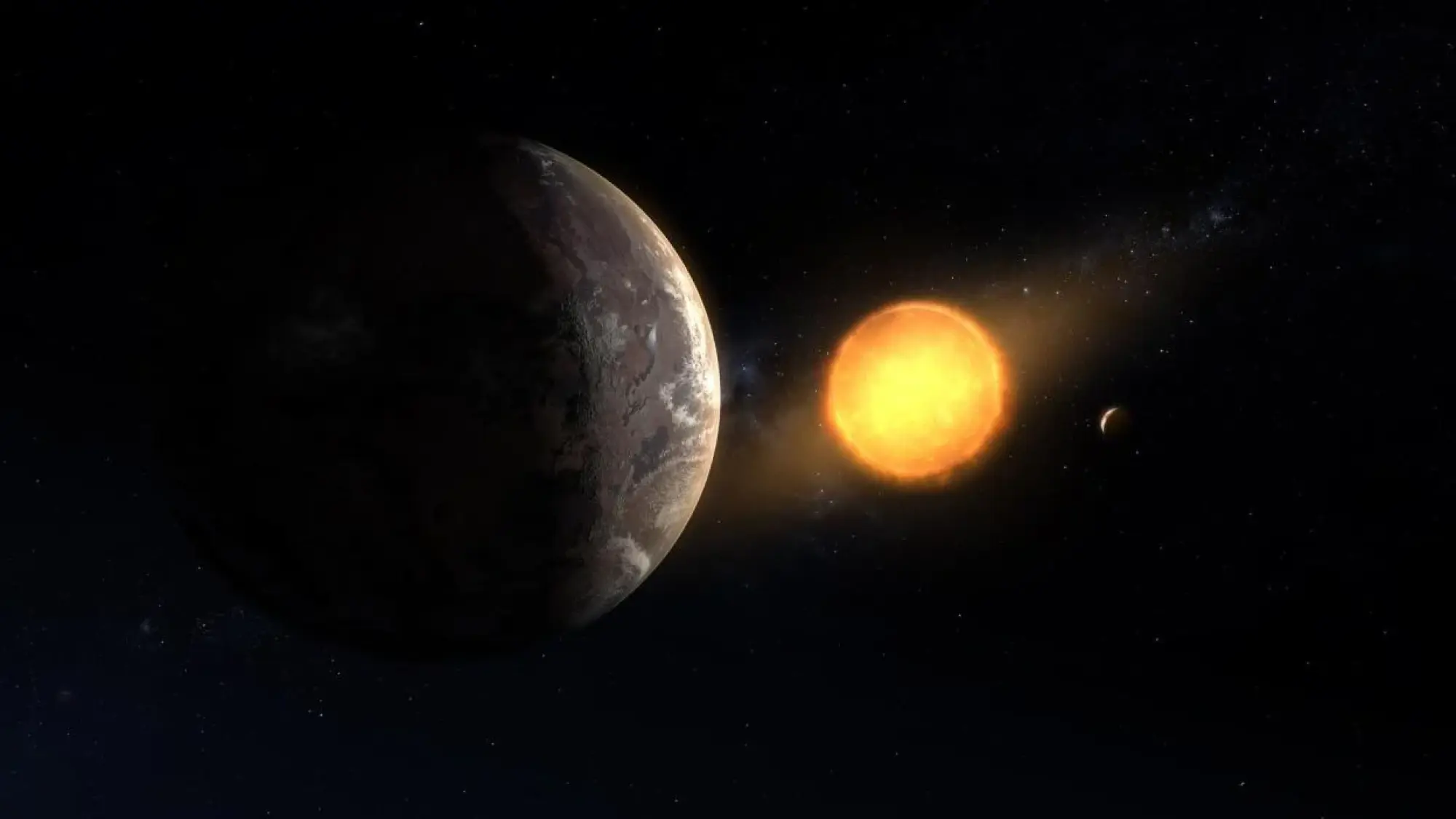 Uma representação artística de um exoplaneta orbitando sua estrela