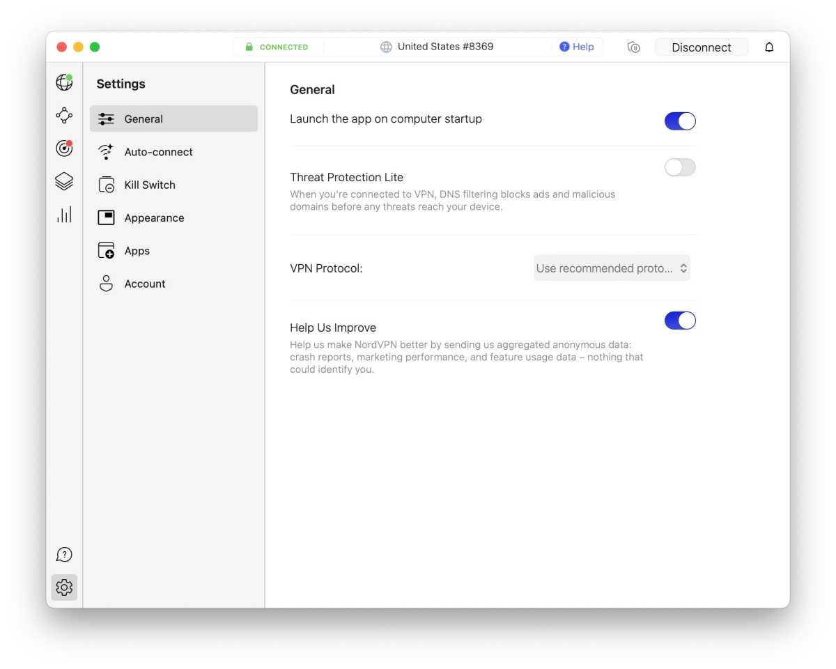 Configurações da VPN Nord