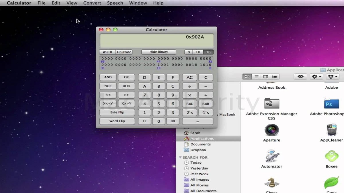 Calculadora do Mac OS X Snow Leopard.