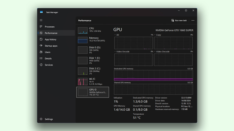 Informações de GPU no Gerenciador de Tarefas