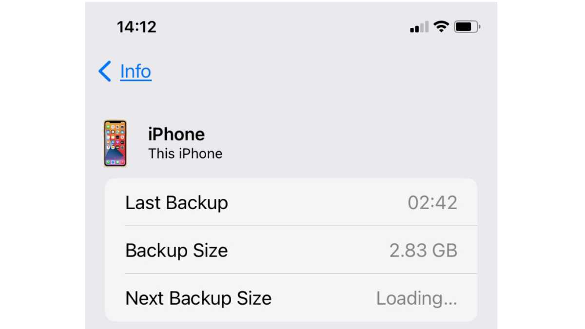 Selecionando um backup do iCloud