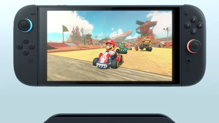 Mario kart rodando em um Switch 2.