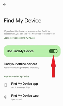 Screenshot of Find My Device 