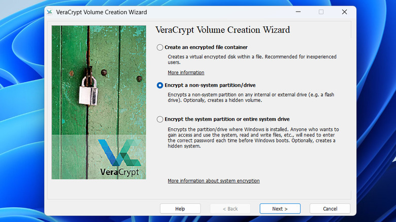 Assistente de criação de volume VeraCrypt no Windows