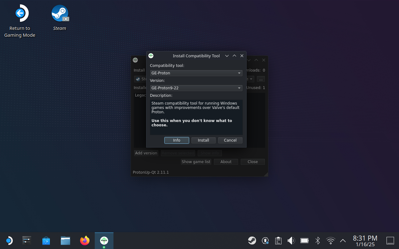ProtonUp-Qt para SteamOS.