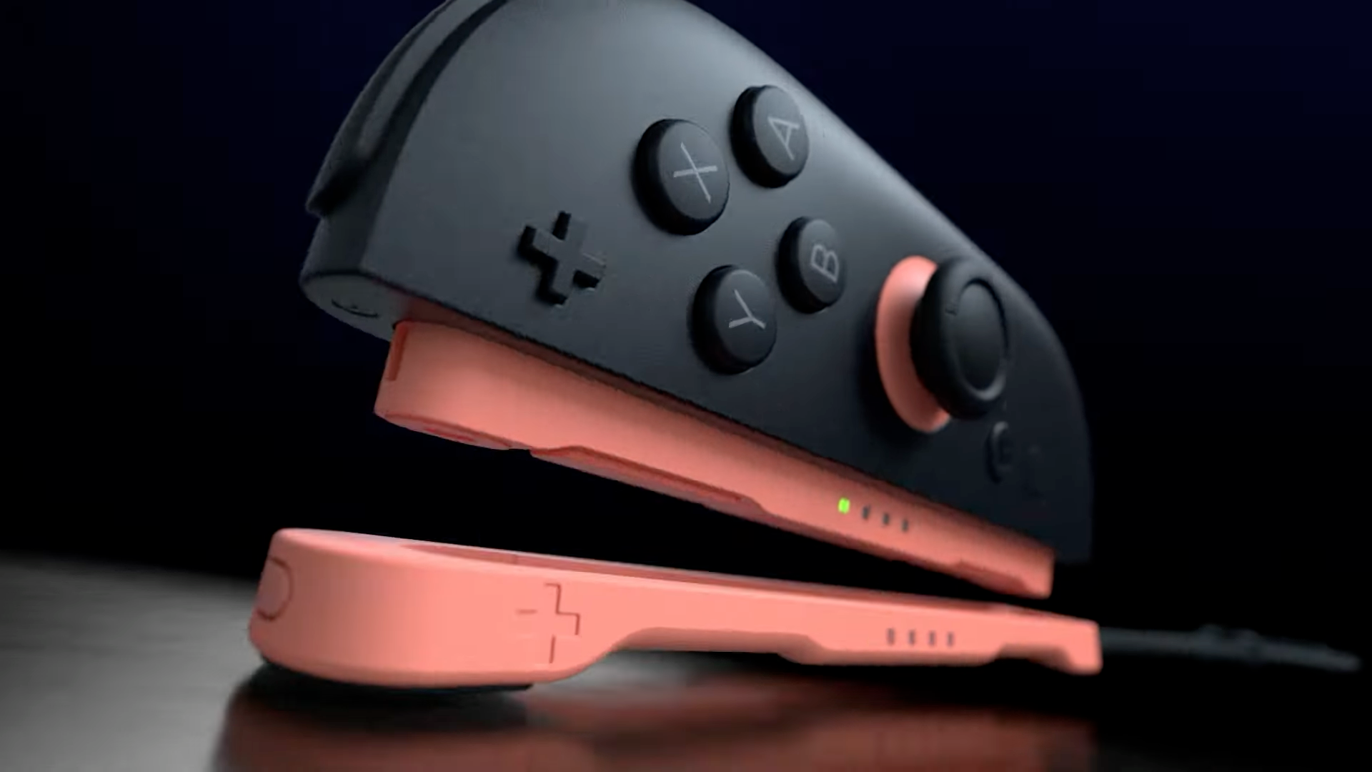 Nintendo Switch 2 Joy-Con encaixado na pulseira para modo mouse.