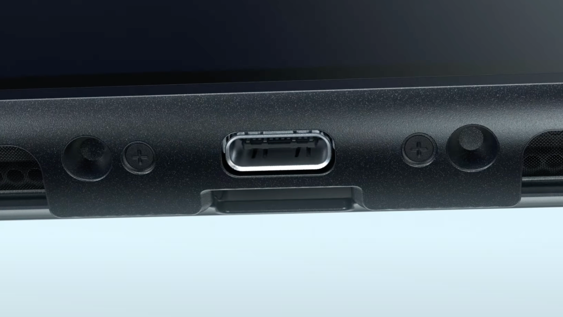 Captura de tela do teaser oficial do NIntendo Switch 2 apresentando uma porta USB-C.