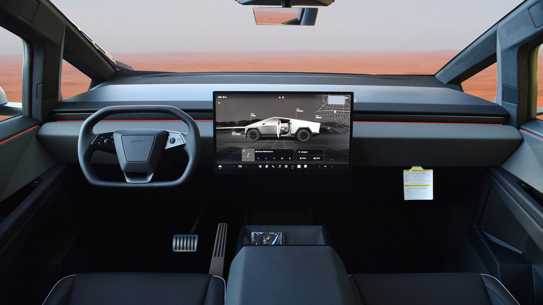 Os interiores do Tesla Cybertruck