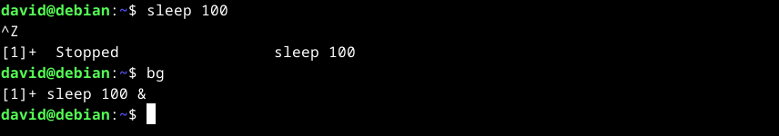 Colocar um processo de suspensão em segundo plano usando o controle de tarefa no shell do Linux.