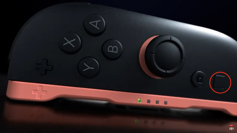 Joy-Con atualizado com botão misterioso.