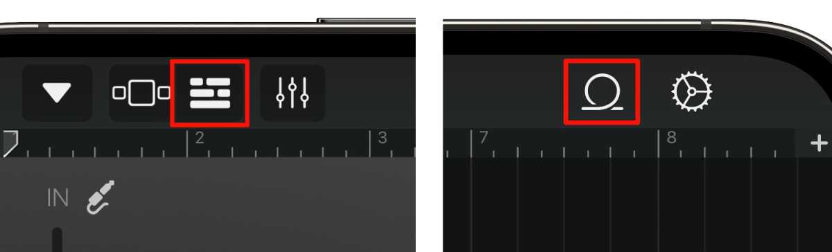 Botões de loops de faixas do Garage Band iOS