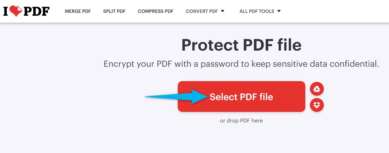 "Selecione o arquivo PDF" destacado no iLovePDF.