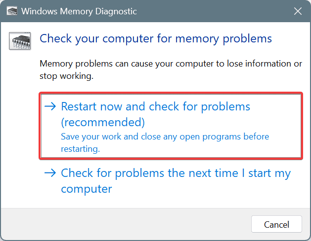 Windows Memory Diagnostic para corrigir Error_Commitment_minimum