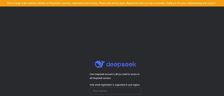 Página de inscrição de Deepseek.