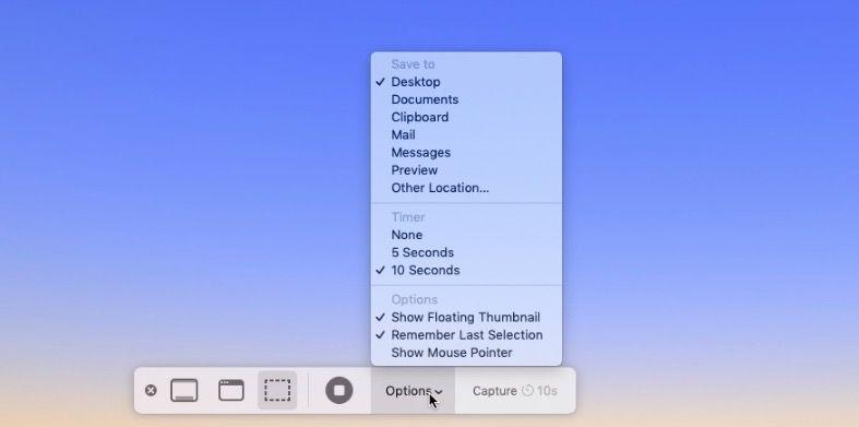 Como alterar onde salvar a captura de tela do Mojave