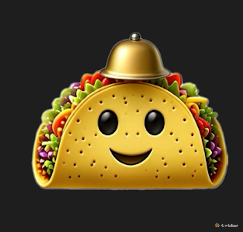 Taco com um sino na cabeça Genmoji.