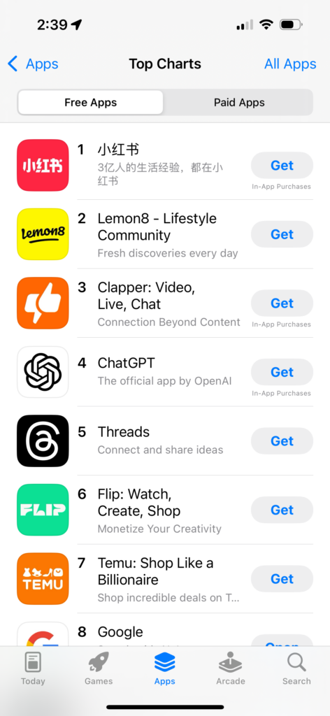 Principais gráficos gratuitos da App Store